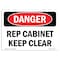 Signmission Safety Sign, OSHA Danger, 7" Height, Rep Cabinet Keep Clear, Landscape OS-DS-D-710-L-2507 - alternate 1